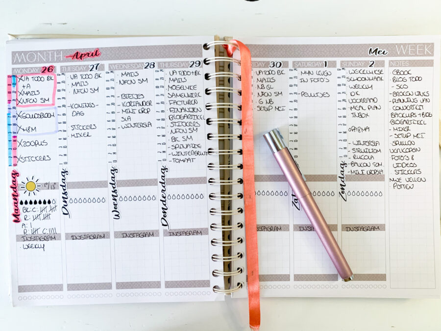 Mei planning in de JOSH V Mascha Planner