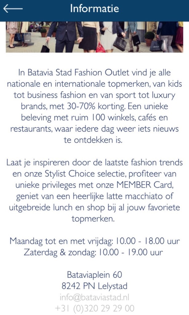 Vind de leukste outlets in Europa met app Outlets Europe