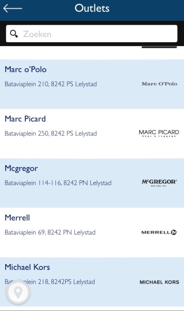 Vind de leukste outlets in Europa met app Outlets Europe