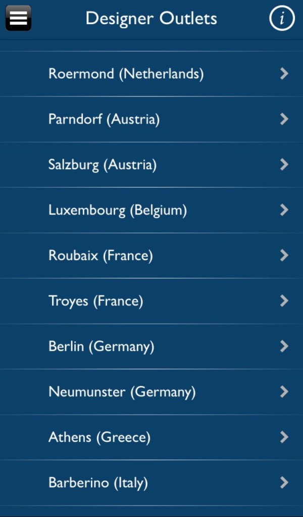Vind de leukste outlets in Europa met app Outlets Europe